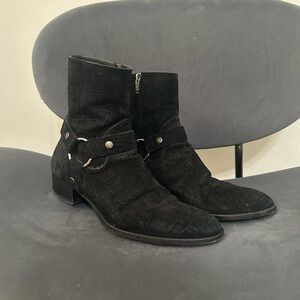 Saint Laurent Black Textured Men's Boots